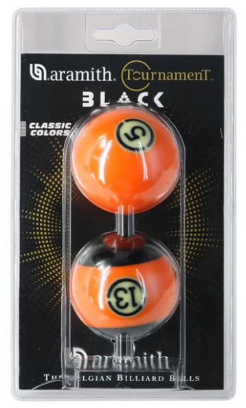 Aramith Black #5 & #13 Classic Color Orange Balls